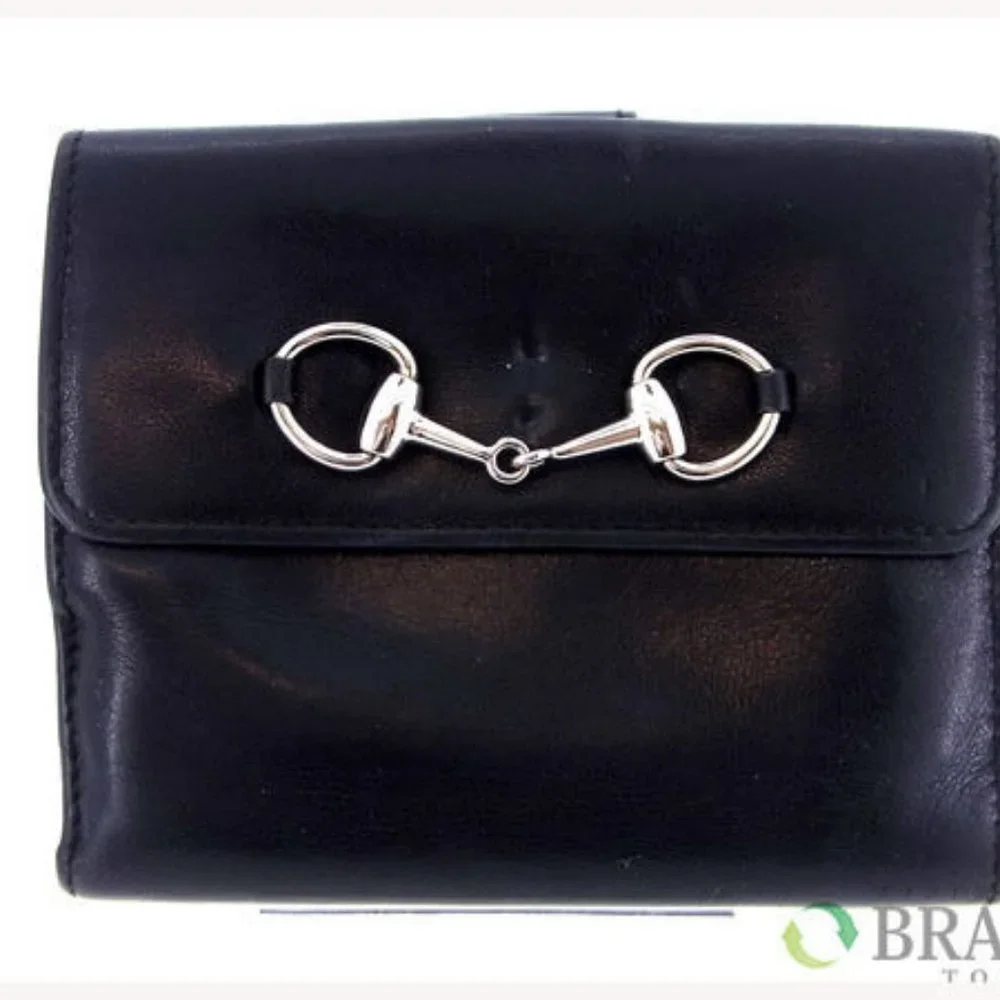 Authentic Gucci Wallet Purse Folding wallet Black Woman Used - Picture 3 of 7
